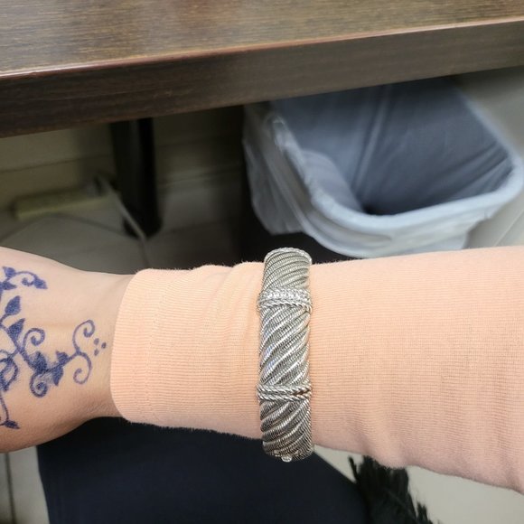 Judith Ripka Sterling Silver Diamonique Hinged Cuf - Picture 6 of 6